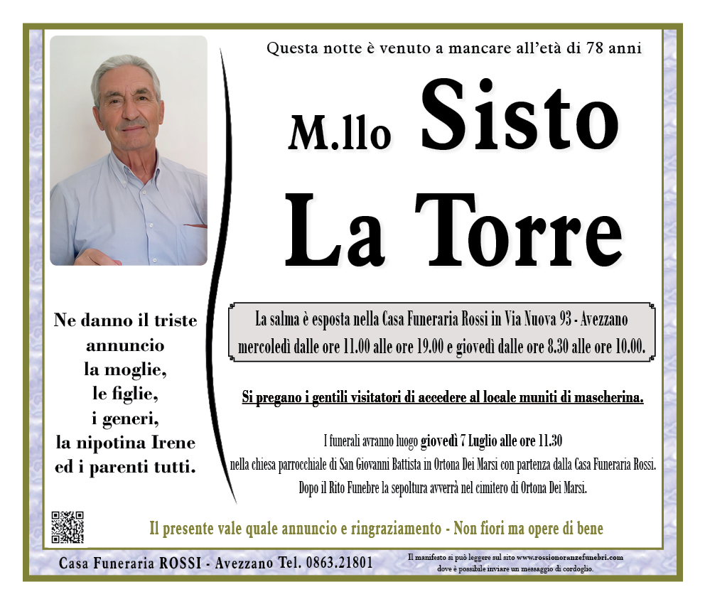 M.llo Sisto La Torre